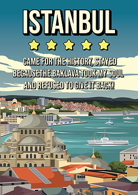 Istanbul Funny Turkey Review Travel Poster