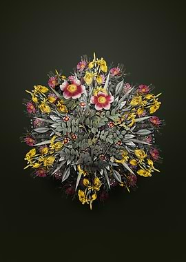 Vintage Wreath Variegated Burnet Rose