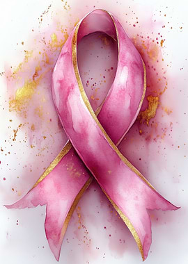 Pink Ribbon Watercolor