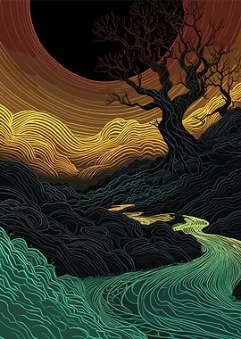 Abstract Landscape with River