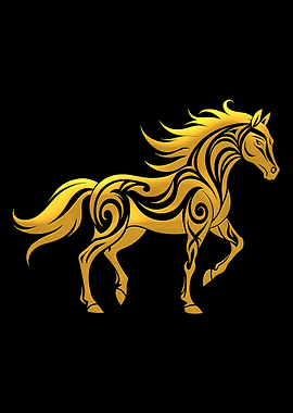 Golden Horse Silhouette