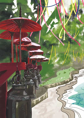 Temple Bells and Umbrellas Thai
