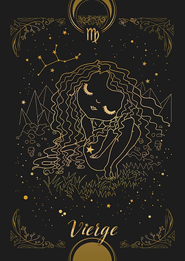 Virgo Zodiac Sign Illustration Gold