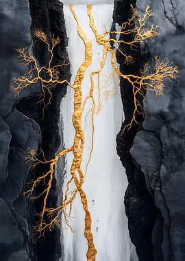 Golden Veins on Black and