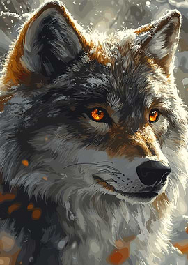 Wolf with Fiery Eyes