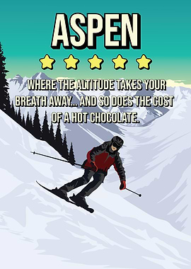 Aspen Funny Colorado Ski Review Travel Poster