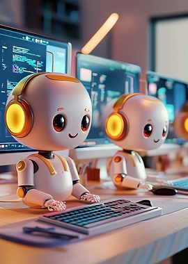 Cute Robot Coders