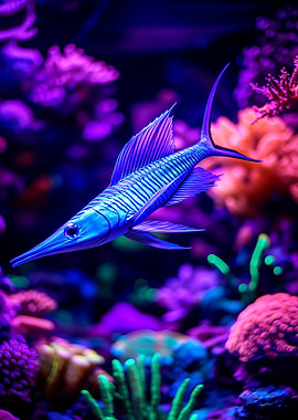 Blue Fish in Coral Reef