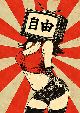 Retro TV Head Girl