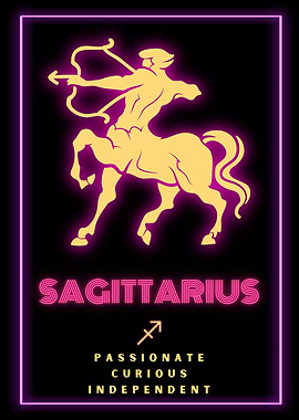 Sagittarius Zodiac Sign Neon