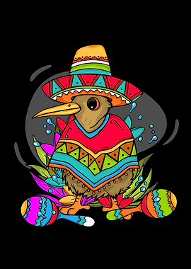 Mecican Kiwi Bird Sombrero Cinco De Mayo