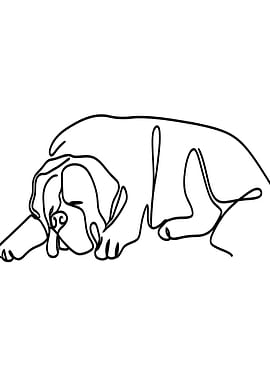 One Line Saint Bernard Dog Illustration