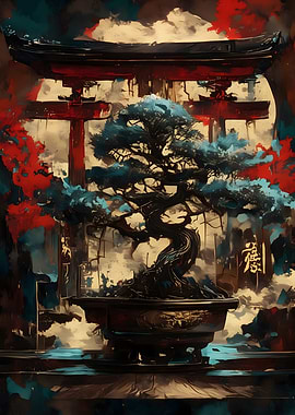Bonsai Tree and Torii Gate