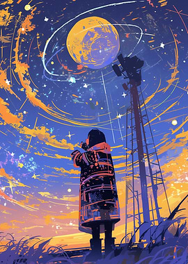 Silhouette Under a Cosmic Sky