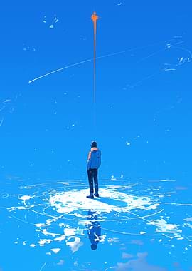 Lonely Figure Under a Blue Sky