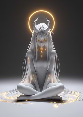 White Angel with Golden Halo