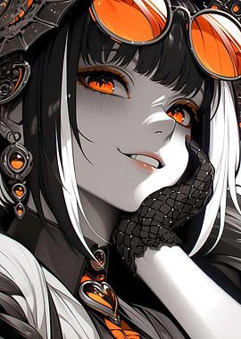 Anime Girl with Orange Gla