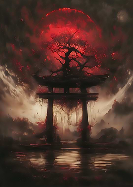 Red Moon Torii Gate
