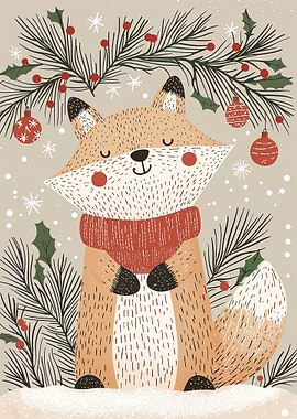 Christmas Fox Illustration