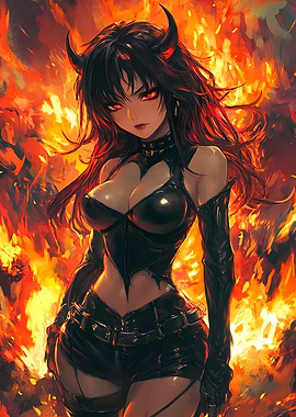 Fiery Anime Demon Girl