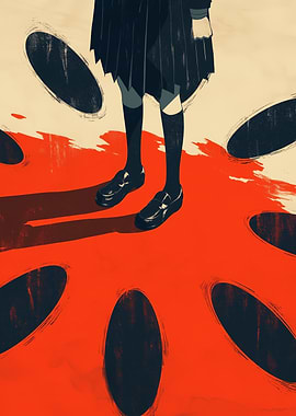 Girl in Red with Black Holes