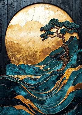 Gold & Teal Landscape