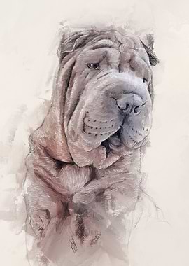 Shar-Pei Dog Portrait