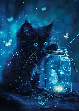 Black Cat with butterfly
