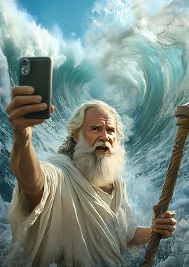 Selfie of Moses parting the sea