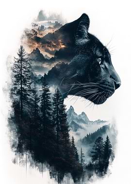 Black Panther Mountain Double exposure