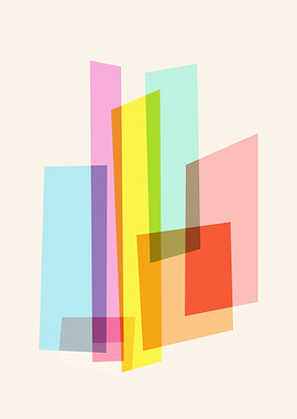 Mid-Century Modern Bauhaus Pastel Geometric Art