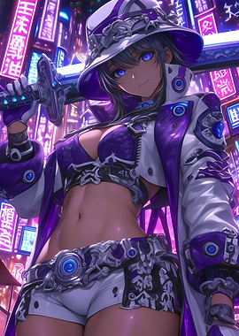 Cyberpunk Anime Girl with