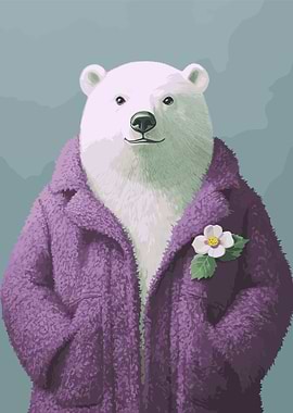 Polar Bear in Purple Coat