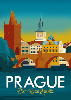 Prague Cityscape Poster