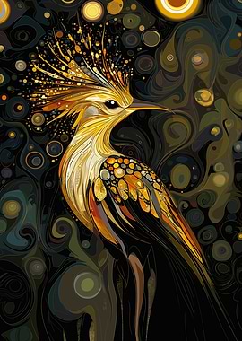 Golden Hoopoe Klimt Style