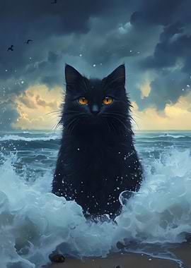 Black Cat by the Sea