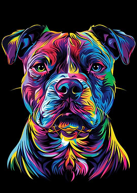 Colorful Pitbull Dog Pit Bull