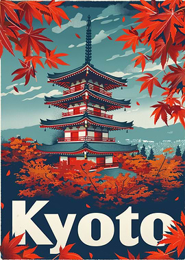 Pagoda Kyoto Travel Poster
