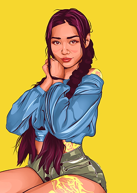 Bella poarch Woman with Purple Hair and Tattoo