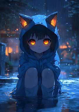 Anime Girl in Rain