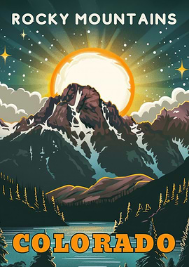 Rocky Mountains Colorado Travel Poster