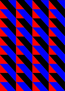 Bold Retro Geometric Red Blue Black Mid-Century Modern Art
