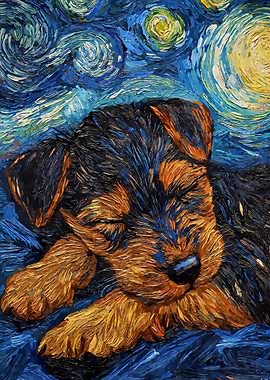 Welsh Terrier Puppy Starry Night