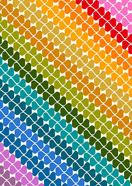 Vibrant Rainbow Geometric Retro Modern Pattern Wall Art