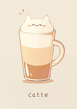 Cat Latte Cafe Coffee