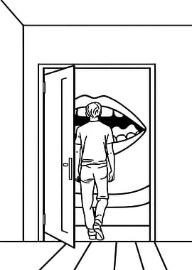 Man Facing Giant Mouth