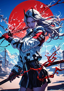 Demon Girl with Katana