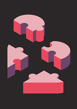 Isometric heart shaped mosaic