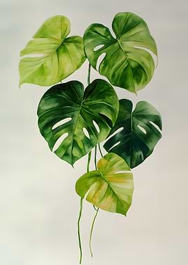 Watercolor Monstera Leaves