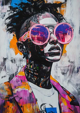 Portrait woman with Pink Sunglasses